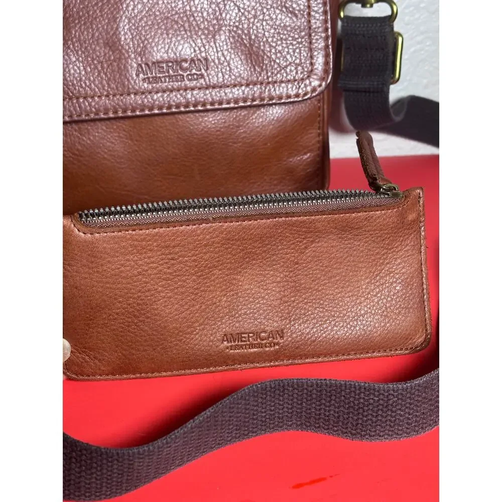 American Leather Company Small Honey Brown Leather Crossbody with Sm wallet